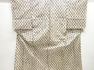 大正ロマン　縞に抽象模様織り出し銘仙単衣着物